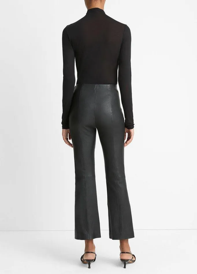 Pants and Shorts Women Vince StretchLeather Crop Flare Pant Black Pants and Shorts Women Vince StretchLeather Crop Flare Pant Black
