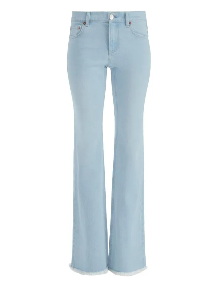Pants Women Alice Olivia BODIE HIGH RISE BOOTCUT JEAN WITH RAW HEM Leona Light Blue