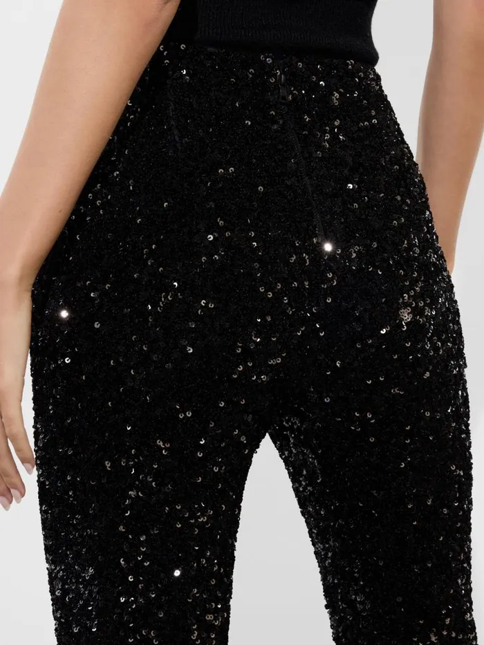 Pants Women Alice Olivia RMP SEQUIN BACKZIP BOOTCUT PANT Black