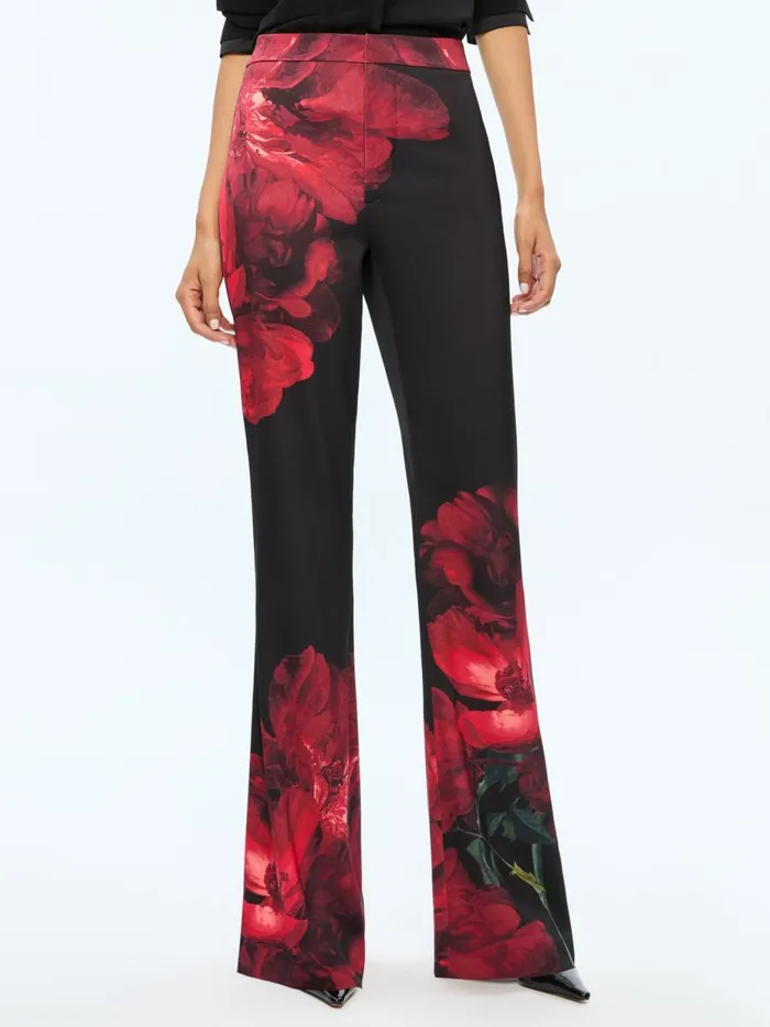 Pants Women Alice Olivia RONNIE HIGH RISE TROUSER Peony Petals Bright Ruby
