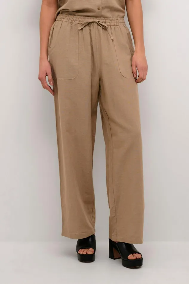 Pants Women CULTURE CUazemina Linen Trousers Dune