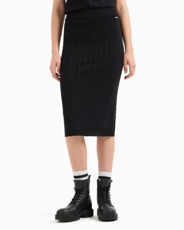 Pencil Skirt With Allover Logo Black Women Armani Matching Sets Pencil Skirt With Allover Logo Black Women Armani Matching Sets