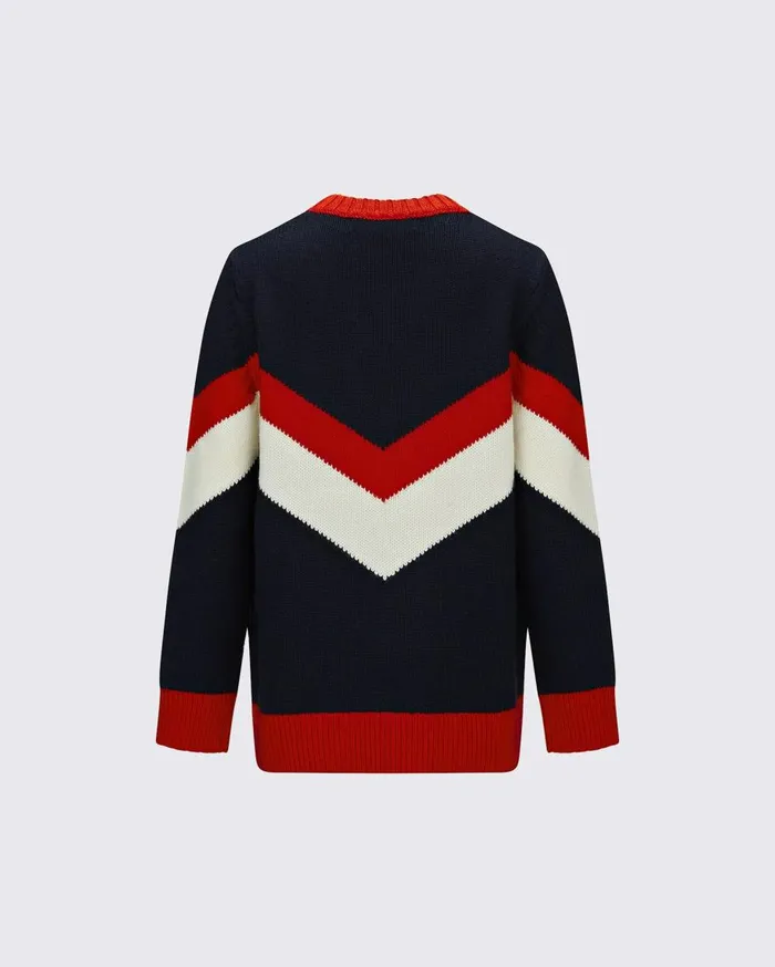 Perfect Moment Knitwear Chevron Ski Merino Wool Sweater Navy 8211 Kids