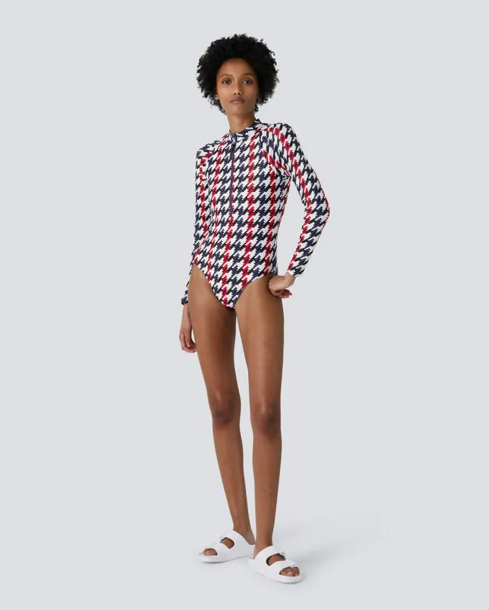 Perfect Moment Swim Houndstooth PM HalfZip Spring Suit Houndstooth 8211 Women