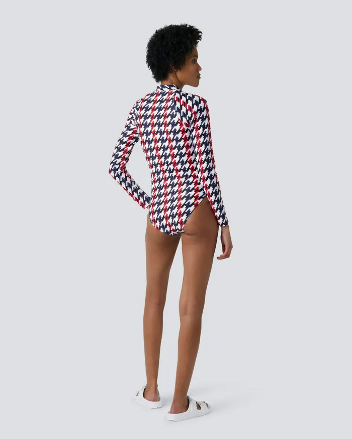 Perfect Moment Swim Houndstooth PM HalfZip Spring Suit Houndstooth 8211 Women
