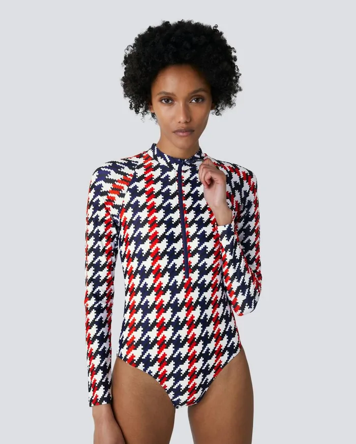 Perfect Moment Swim Houndstooth PM HalfZip Spring Suit Houndstooth 8211 Women
