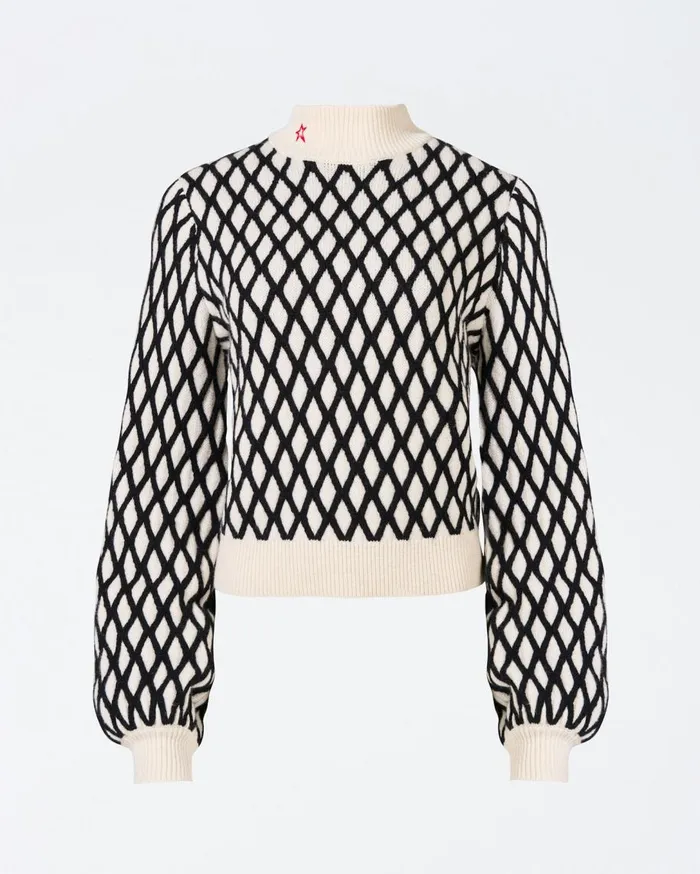 Perfect Moment Tops Carving Merino Wool Sweater White and Black 8211 Women
