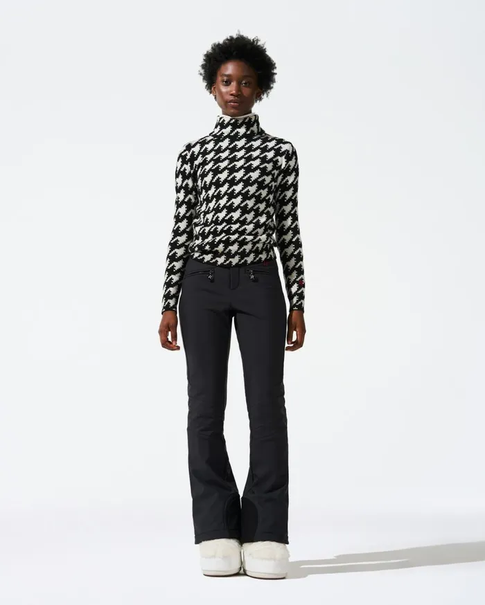 Perfect Moment Tops Houndstooth Merino Wool Turtleneck Black and White 8211 Houndstooth Print 8211 Women