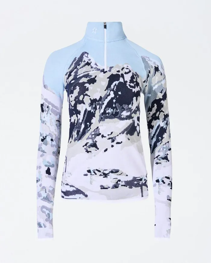 Perfect Moment Tops Landscape Print 14Zip Base Layer Top Landscape 8211 Women
