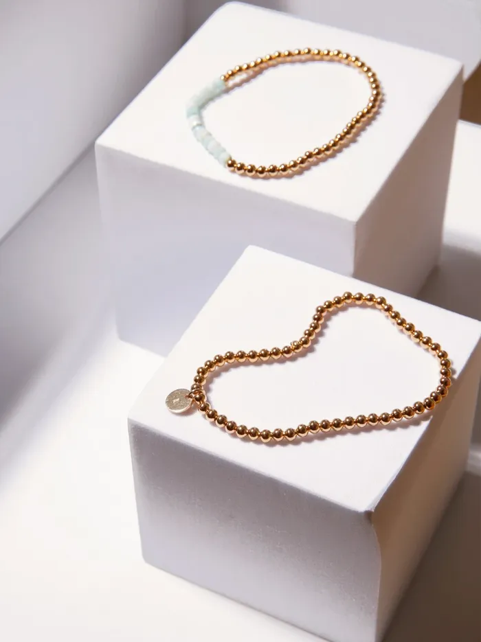 Personalized Jewelry Beaded Stacker Bracele 18k Gold Plated Able Women