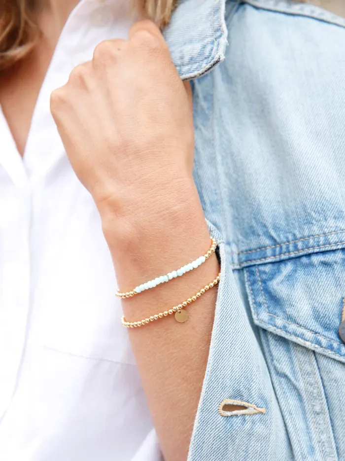 Personalized Jewelry Beaded Stacker Bracele 18k Gold Plated Able Women