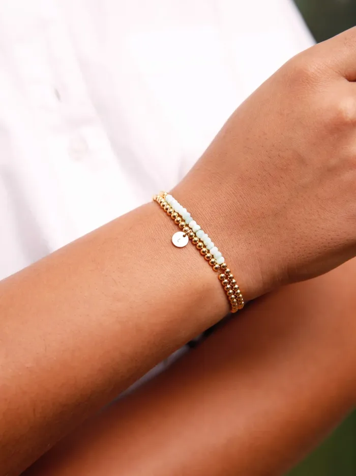 Personalized Jewelry Beaded Stacker Bracele 18k Gold Plated Able Women