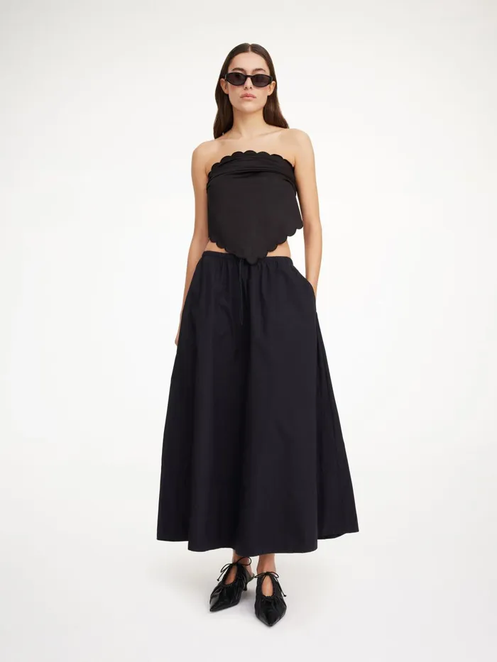 Pheobes Organic Cotton Skirt Black Women By Malene Birger Skirts