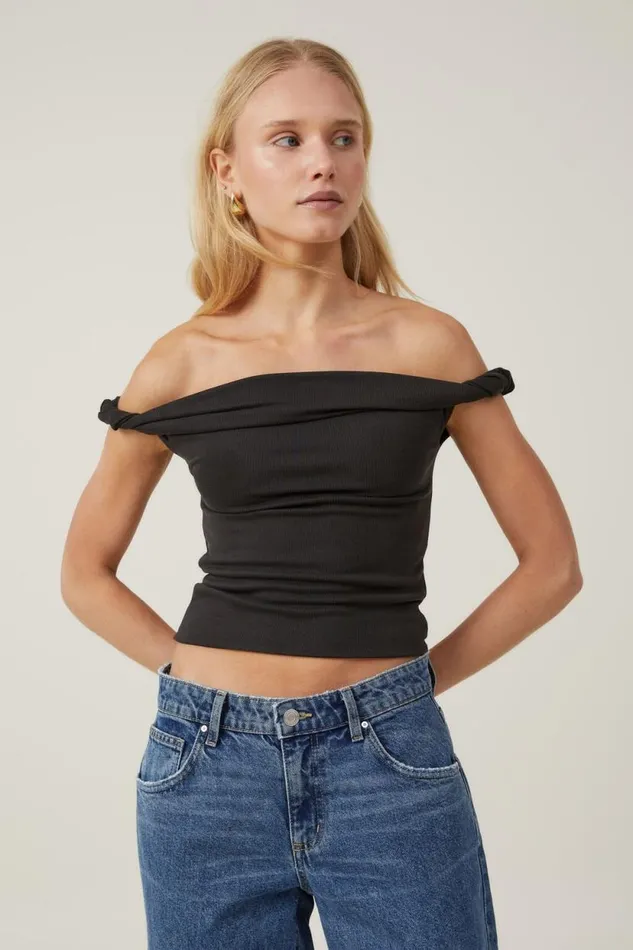 Phoebe Twist Short Sleeve Top Black Women Cotton On Tops