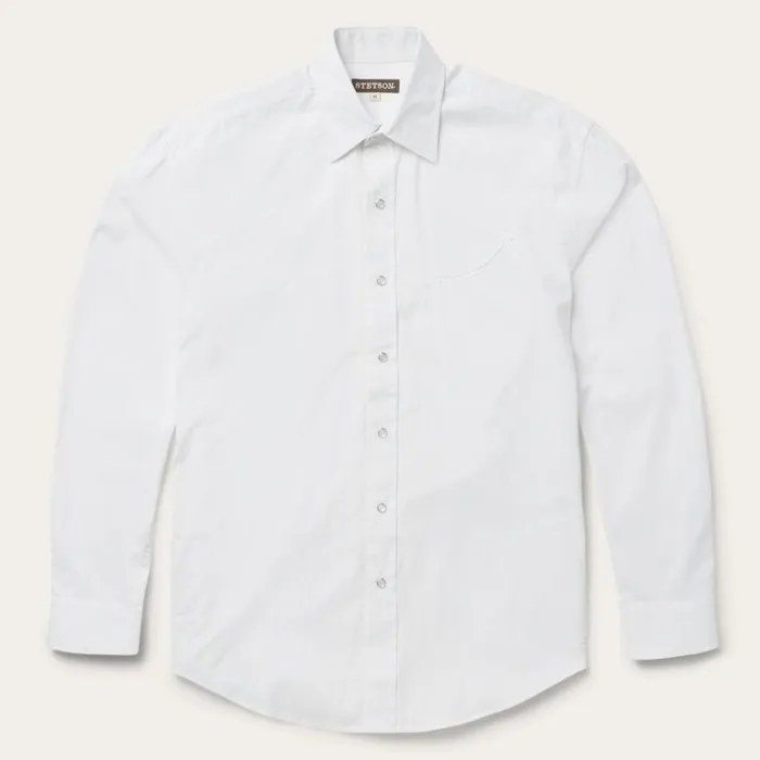 Pin Point Oxford Shirt White Men Stetson Classic Cut