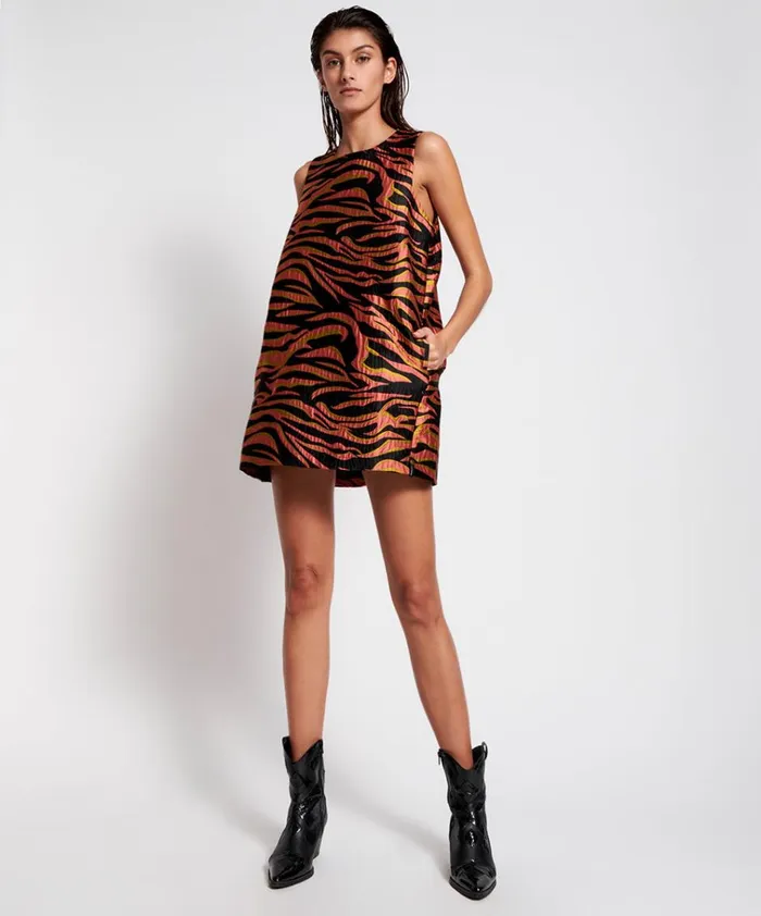 PINK ZEBRA SHIFT DRESS Women One Teaspoon Mini Dresses PINK ZEBRA SHIFT DRESS Women One Teaspoon Mini Dresses