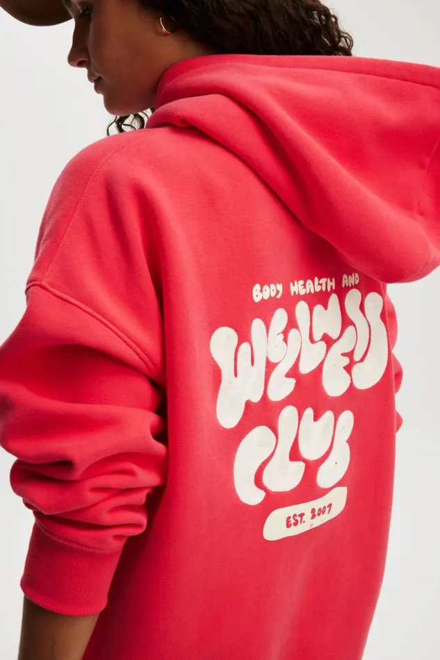 Plush Premium Graphic Hoodie Frenchie Redbhwc Wellness Club Women Cotton On Sweats and Hoodies