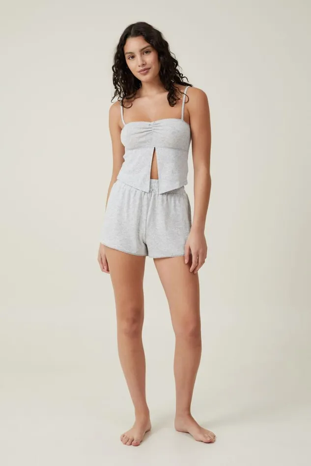 Pointelle Sleep Relaxed Short Light Grey Marle Women Cotton On Shorts