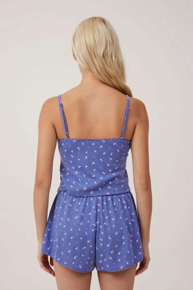 Pointelle Sleep Split Front Cami Blueberry Dream Carli Ditsy Floral Women Cotton On Tops Pointelle Sleep Split Front Cami Blueberry Dream Carli Ditsy Floral Women Cotton On Tops