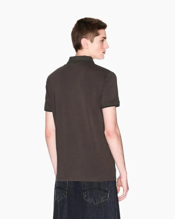 Polo With Contrasting Logo In Cotton Spandex Green Men Armani Polo Shirts Polo With Contrasting Logo In Cotton Spandex Green Men Armani Polo Shirts