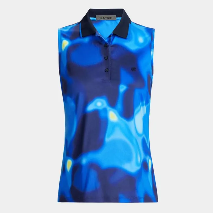 Polos and Shirts Women GFORE BOKEH CAMO TECH JERSEY SLEEVELESS POLO Blue Multi Polos and Shirts Women GFORE BOKEH CAMO TECH JERSEY SLEEVELESS POLO Blue Multi