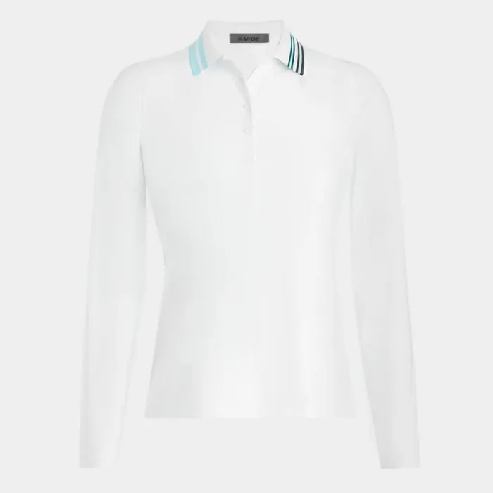 Polos and Shirts Women GFORE CONTRAST RIB COLLAR SILKY TECH NYLON POLO Snow