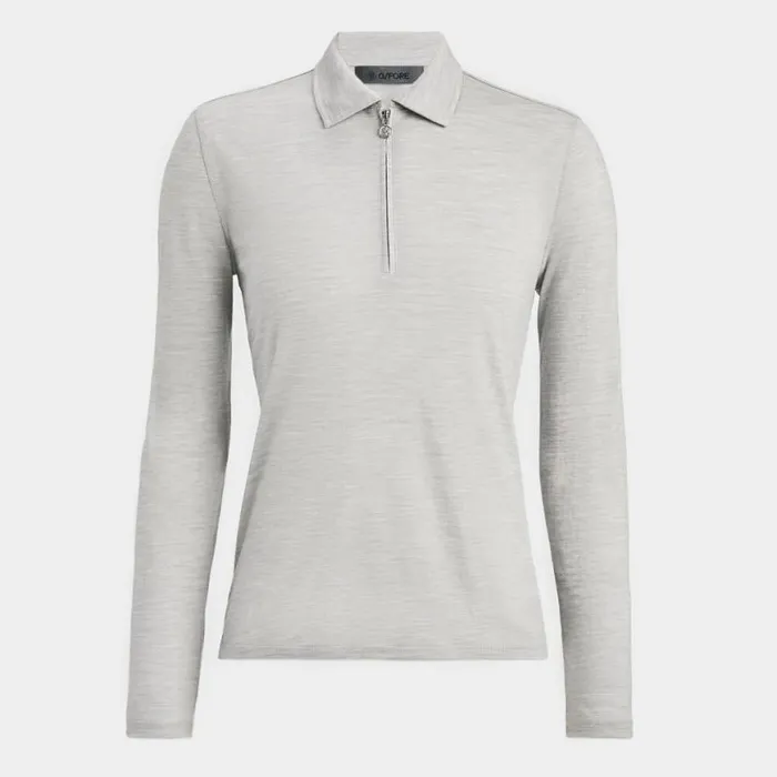 Polos and Shirts Women GFORE LIGHTWEIGHT TECH PERFORMANCE FINE WOOL LONG SLEEVE POLO Light Heather Grey Polos and Shirts Women GFORE LIGHTWEIGHT TECH PERFORMANCE FINE WOOL LONG SLEEVE POLO Light Heather Grey