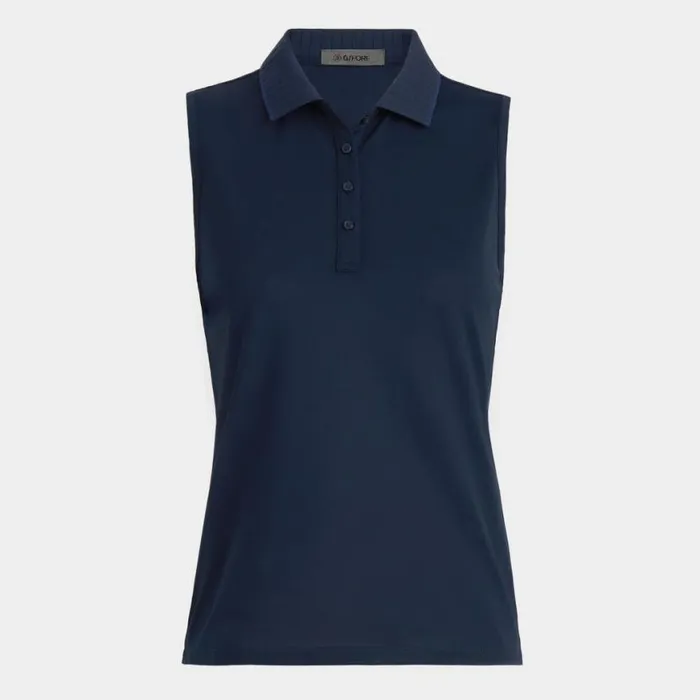 Polos and Shirts Women GFORE PLEATED COLLAR TECH PIQU SLEEVELESS POLO Twilight Polos and Shirts Women GFORE PLEATED COLLAR TECH PIQU SLEEVELESS POLO Twilight