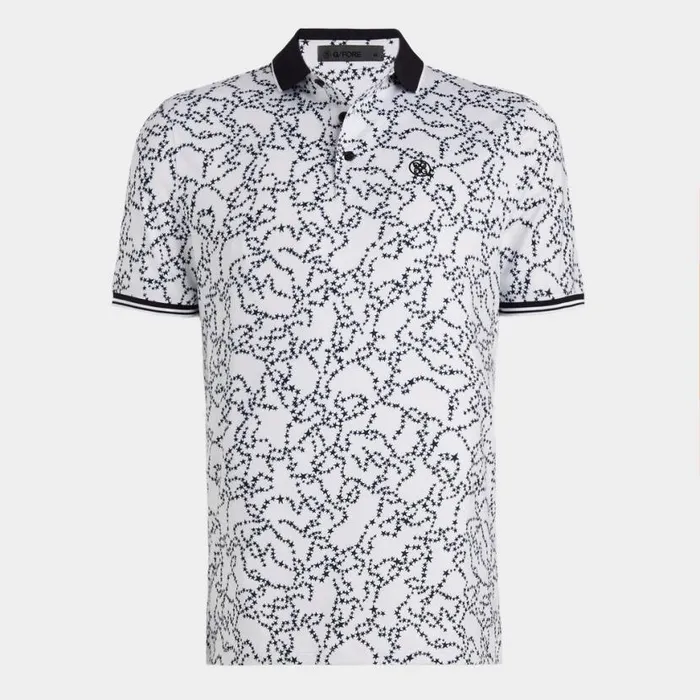 Polos Men GFORE STAR DUST TECH JERSEY MODERN SPREAD COLLAR BANDED SLEEVE POLO Snow Polos Men GFORE STAR DUST TECH JERSEY MODERN SPREAD COLLAR BANDED SLEEVE POLO Snow