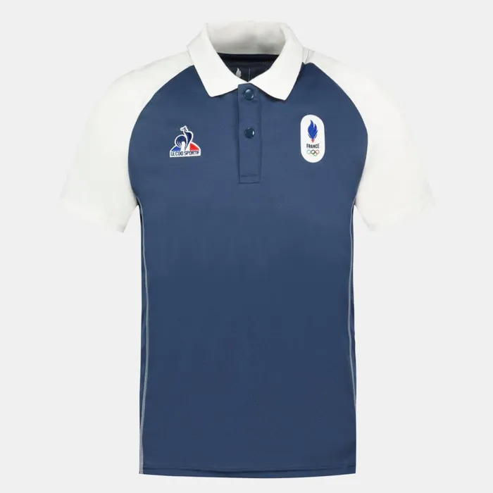 Polos Shirts Men Le Coq Sportif France039s Olympic Team Polo Shirt Insignia Bluemarshmallow