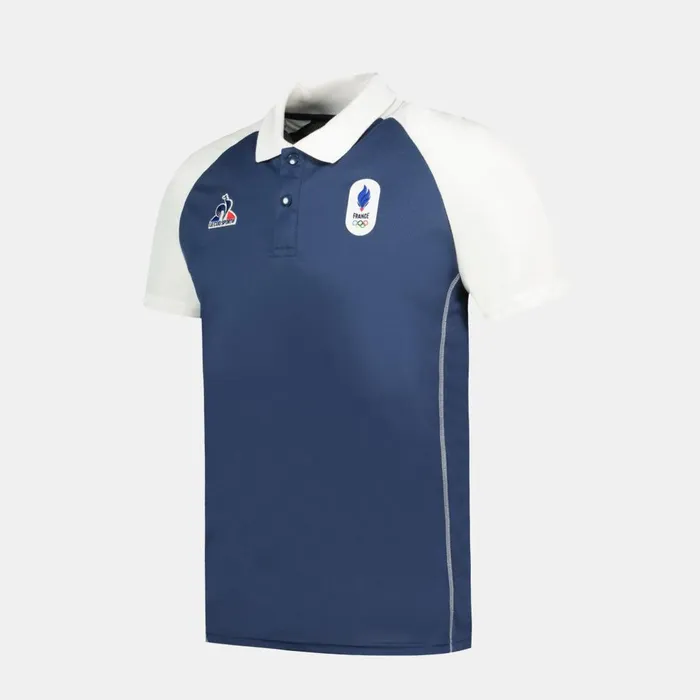 Polos Shirts Men Le Coq Sportif France039s Olympic Team Polo Shirt Insignia Bluemarshmallow
