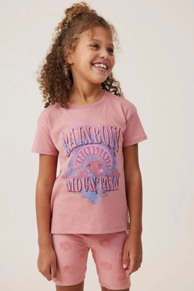 Poppy Short Sleeve Print Tee Clay Pigeonrainbow Mountain Girls Cotton On Tops and TShirts Poppy Short Sleeve Print Tee Clay Pigeonrainbow Mountain Girls Cotton On Tops and TShirts