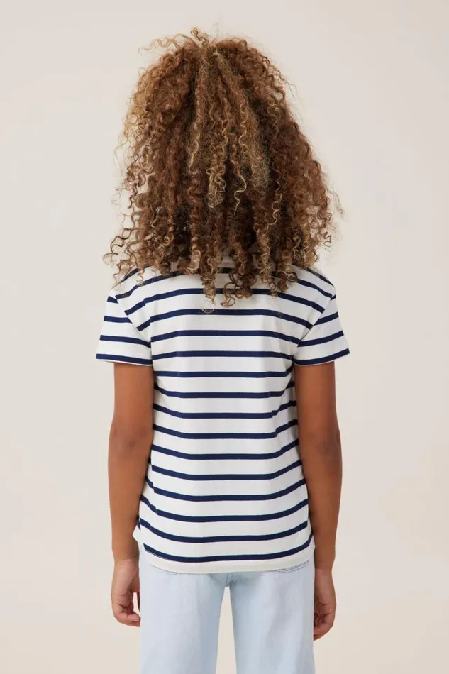 Poppy Short Sleeve Print Tee In The Navyvanilla Stripe Girls Cotton On Tops and TShirts Poppy Short Sleeve Print Tee In The Navyvanilla Stripe Girls Cotton On Tops and TShirts