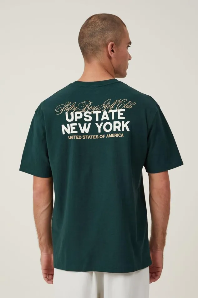 Premium Loose Fit Art TShirt Pine Needle Greenupstate New York Script Men Cotton On Tees and Tanks Premium Loose Fit Art TShirt Pine Needle Greenupstate New York Script Men Cotton On Tees and Tanks
