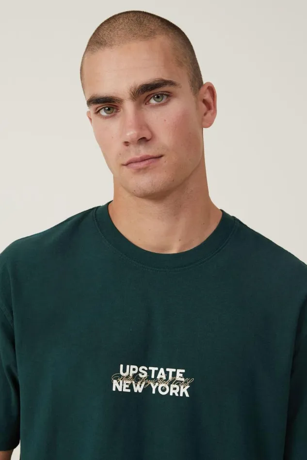 Premium Loose Fit Art TShirt Pine Needle Greenupstate New York Script Men Cotton On Tees and Tanks Premium Loose Fit Art TShirt Pine Needle Greenupstate New York Script Men Cotton On Tees and Tanks