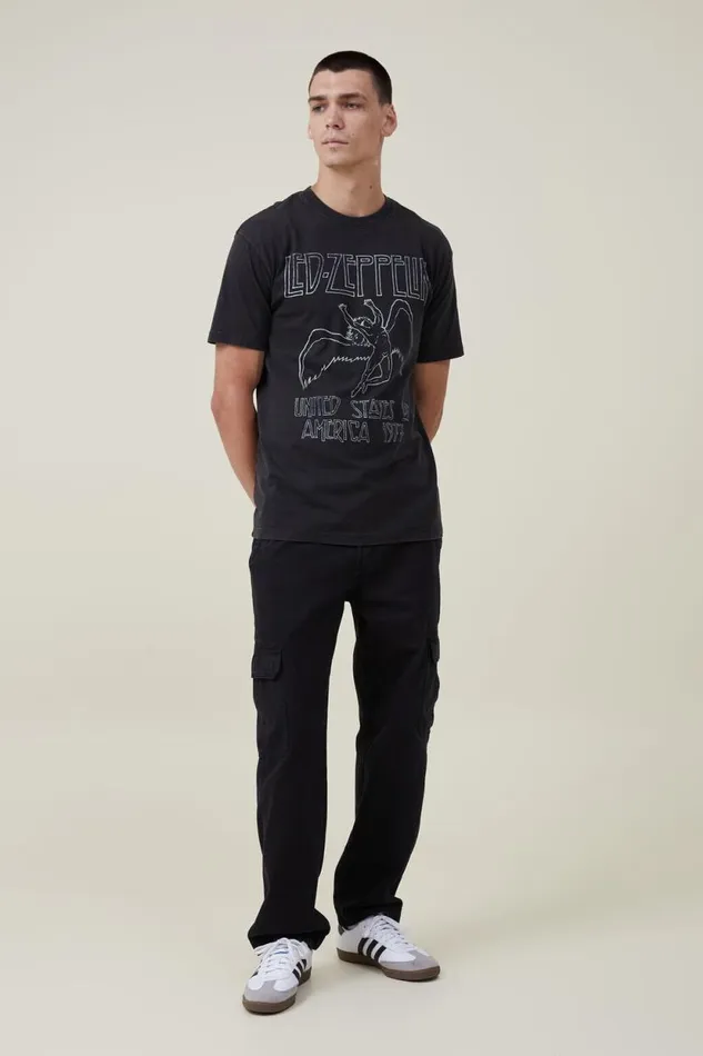 Premium Loose Fit Music TShirt Lcn Led Washed Blackled Zeppelinicarus Logo Men Cotton On Tees and Tanks Premium Loose Fit Music TShirt Lcn Led Washed Blackled Zeppelinicarus Logo Men Cotton On Tees and Tanks