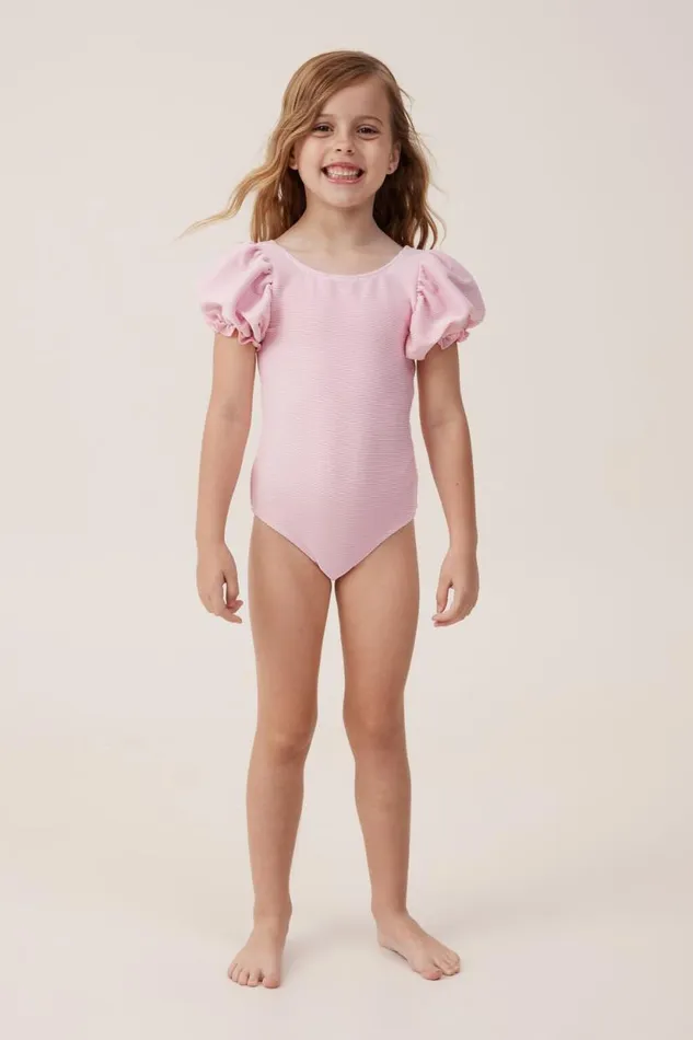 Puff Sleeve One Piece Cali Pinksparkle Girls Cotton On Swimwear Puff Sleeve One Piece Cali Pinksparkle Girls Cotton On Swimwear