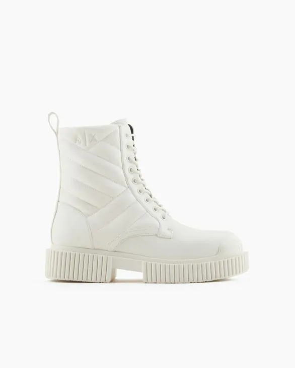Quilted Leather Amphibians White Women Armani Boots And Ankle Boots