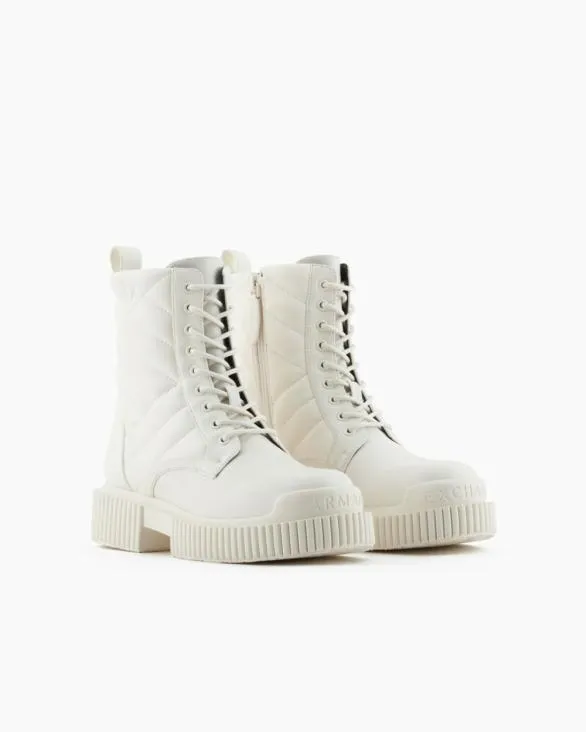 Quilted Leather Amphibians White Women Armani Boots And Ankle Boots Quilted Leather Amphibians White Women Armani Boots And Ankle Boots