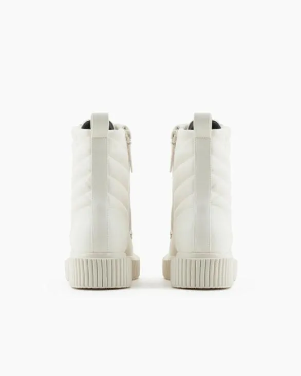 Quilted Leather Amphibians White Women Armani Boots And Ankle Boots Quilted Leather Amphibians White Women Armani Boots And Ankle Boots
