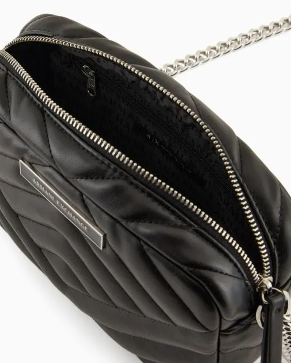 Quilted Shoulder Bag With Chain Strap Black Women Armani Crossbody Bags Quilted Shoulder Bag With Chain Strap Black Women Armani Crossbody Bags