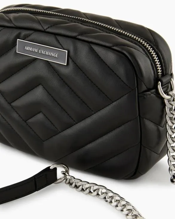 Quilted Shoulder Bag With Chain Strap Black Women Armani Crossbody Bags Quilted Shoulder Bag With Chain Strap Black Women Armani Crossbody Bags