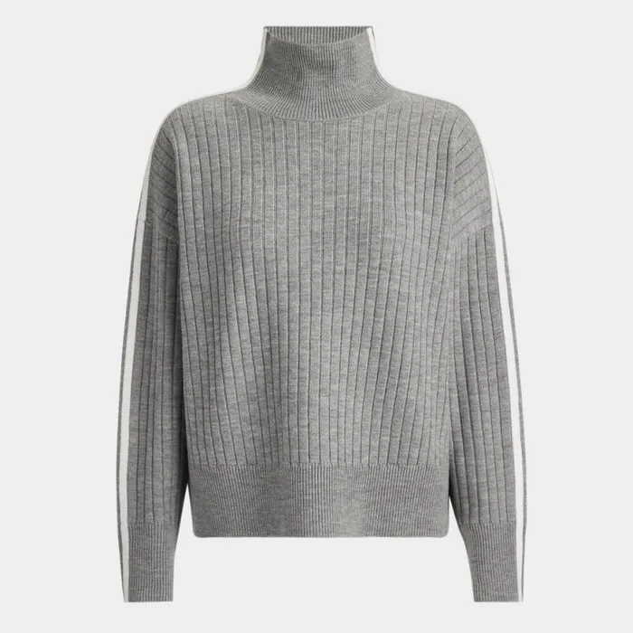 Ready To Wear Women GFORE RIBBED MERINO WOOL BLEND FUNNEL NECK SWEATER Heather Grey Ready To Wear Women GFORE RIBBED MERINO WOOL BLEND FUNNEL NECK SWEATER Heather Grey