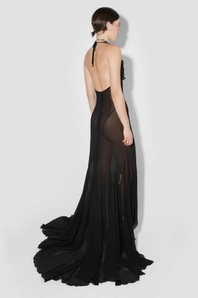 Recycled Viscose Chiffon Maxi Dress Black Women MISBHV Dresses