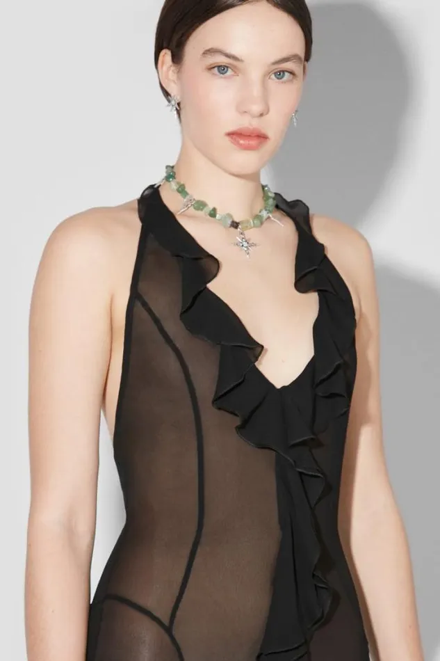 Recycled Viscose Chiffon Maxi Dress Black Women MISBHV Dresses