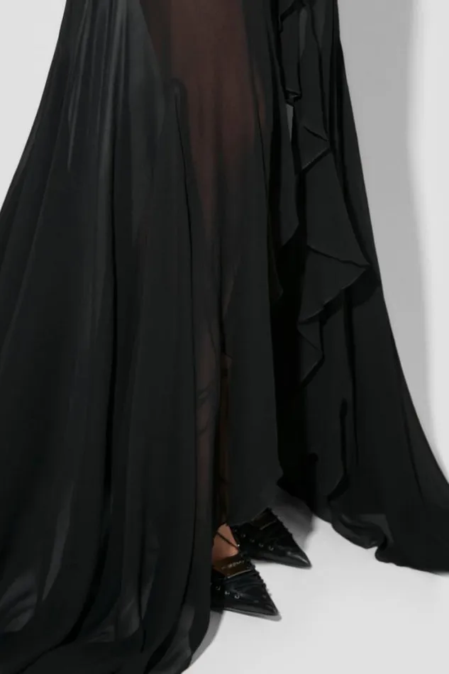 Recycled Viscose Chiffon Maxi Dress Black Women MISBHV Dresses