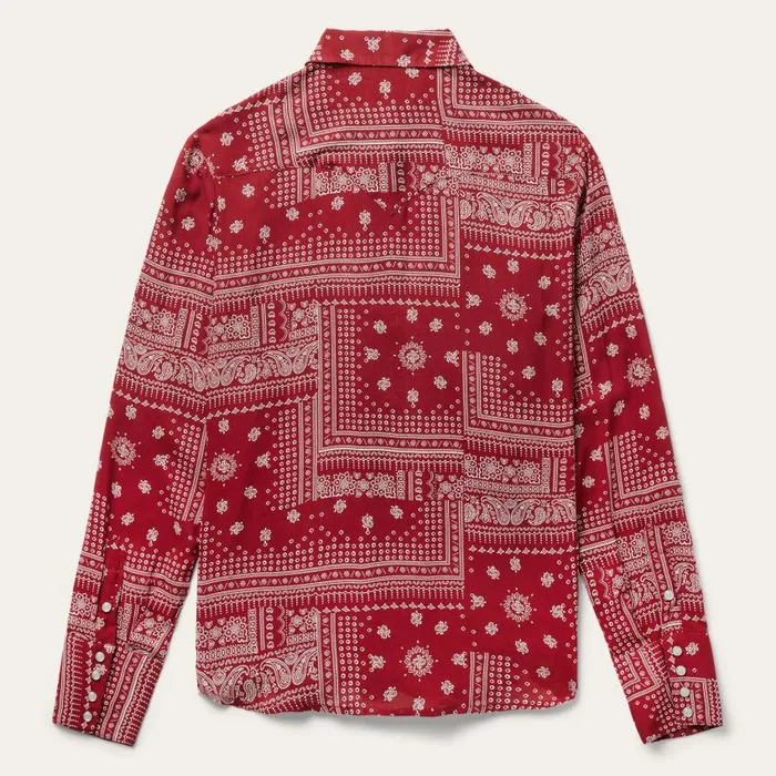Red Bandana Patchwork Shirt Red Women Stetson Western Shirts