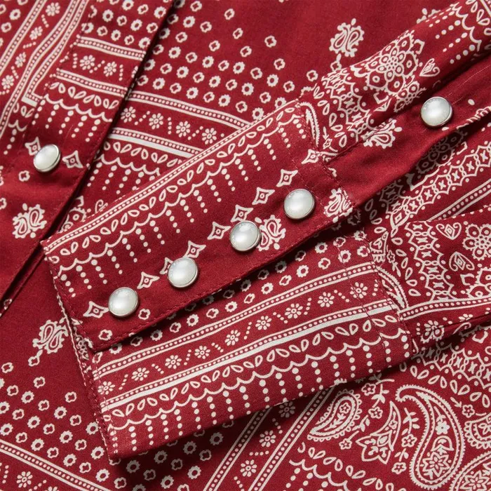 Red Bandana Patchwork Shirt Red Women Stetson Western Shirts