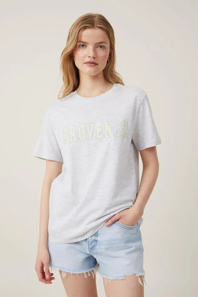 Regular Fit Graphic Tee Provencesoft Grey Marle Women Cotton On Tops