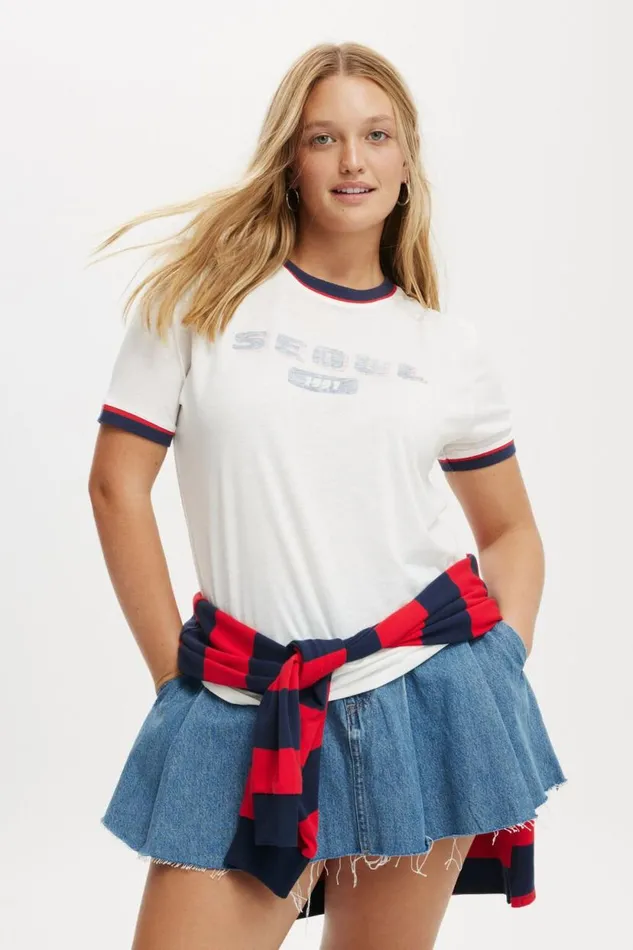 Regular Fit Graphic Tee Seoul 1988vintage White Women Cotton On Tops